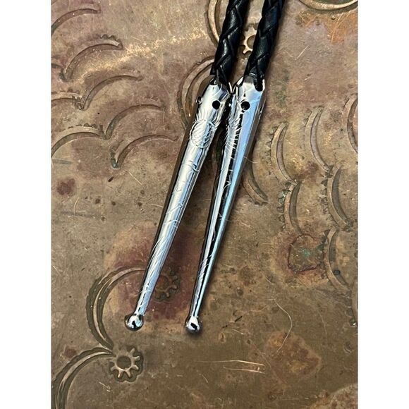 Mens Women OWL TURQUOISE Cameo Silver Pendant Lariat Black Bolo Tie Rockabilly - Picture 4 of 6